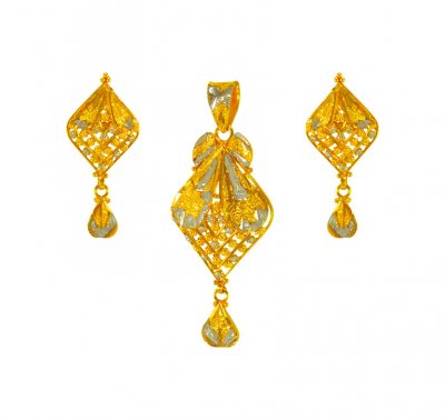 22 kt Gold Two Tone Pendant Set ( Gold Pendant Sets )