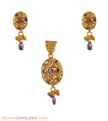 22K Designer Antique Pendant Set ( Antique Pendant Sets )