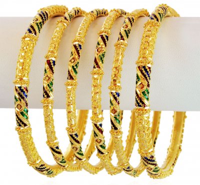 Custom Order Gold Meenakari Bangles Set ( Set of Bangles )