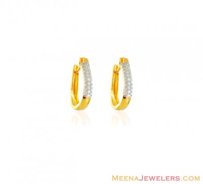 22K Gold CZ Clip On Earrings ( Clip On Earrings )