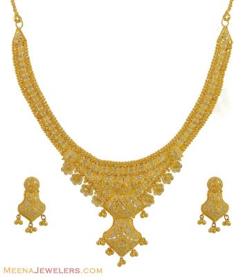 Fancy 2 Tone Necklace Set ( 22 Kt Gold Sets )