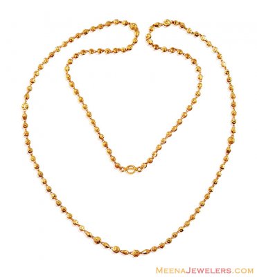Gold Beaded Balls Chain (24 Inches) ( 22Kt Long Chains (Ladies) )