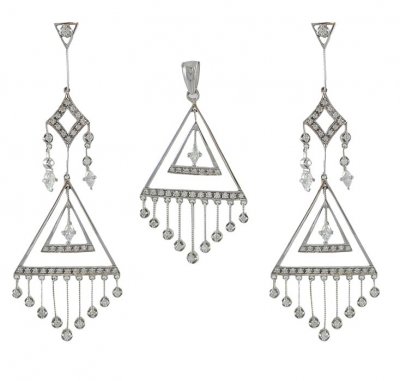 18K Designer Pendant Set ( White Gold Pendant Sets )