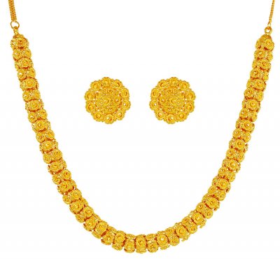 22kt Gold Necklace Earring Set ( 22 Kt Gold Sets )