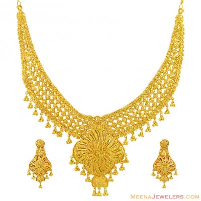 22K Designer Filigree Necklace Set ( 22 Kt Gold Sets )