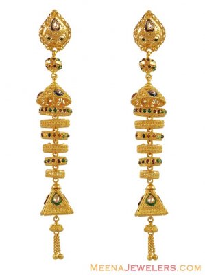 Long Chandelier Earrings (22K) ( Long Earrings )