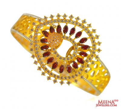 22 Kt Gold Designer Signity Bangle ( Stone Bangles )