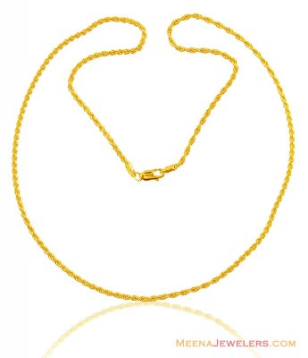 22K Hollow Rope Chain (20 Inches) ( Plain Gold Chains )