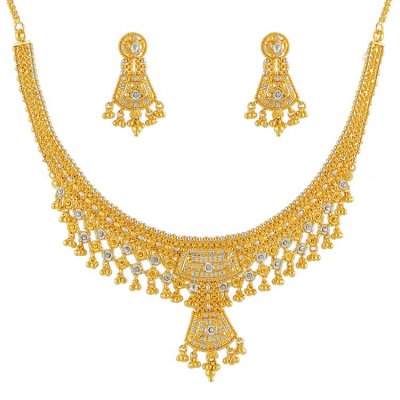 Gold Two Tone Necklace Set(22k) ( 22 Kt Gold Sets )