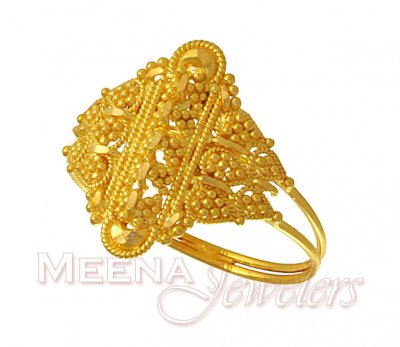 22Kt Gold Ladies Filigree Work Ring ( Ladies Gold Ring )