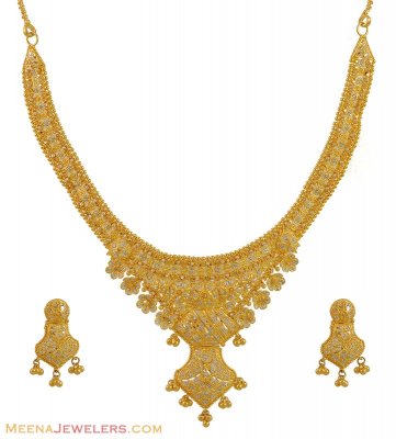 22 Karat Two Tone Necklace Set ( 22 Kt Gold Sets )