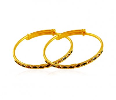 Fancy Meenakari Gold Baby Kadas ( Baby Bangles )