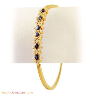 22k Blue Sapphire,CZ Stones Kada ( Precious Stone Bangles )