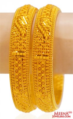 22Kt Gold Fancy Kadas (2 Pc) ( Gold Bangles )