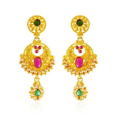 22K Gold Polki Earrings ( Long Earrings )