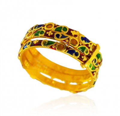 22kt Gold Meenakari Ring ( Ladies Gold Ring )