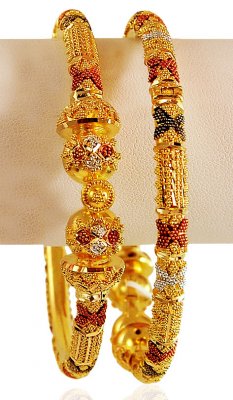 22K Gold Tricolor Kada (Pair) ( Kadas )