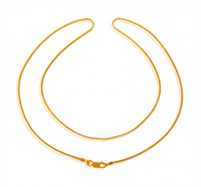 22K Gold Fox Tail Chain 18In ( Plain Gold Chains )