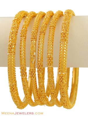 22K Gold Bangles (set of 6) ( Set of Bangles )