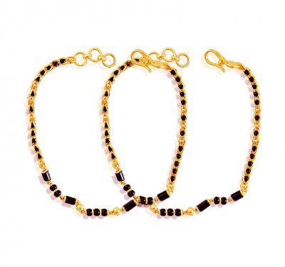 22k Gold baby bracelets ( Black Bead Bracelets )