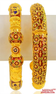 22kt Gold Meenakari Kadas (2PCs) ( Kadas )