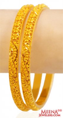 22kt Gold Fancy Bangles (2 pc) ( Gold Bangles )