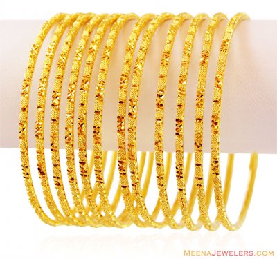 22K Gold Bangles Set (6 Pcs) ( Set of Bangles )