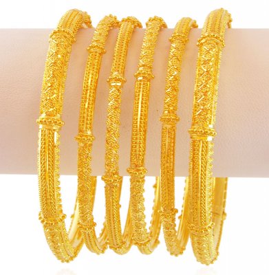 22K Yellow Gold Bangles (Set of 6) ( Set of Bangles )