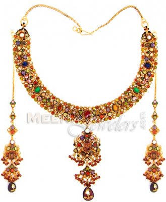 22 Kt Gold Antique Necklace Set ( Antique Necklace Sets )