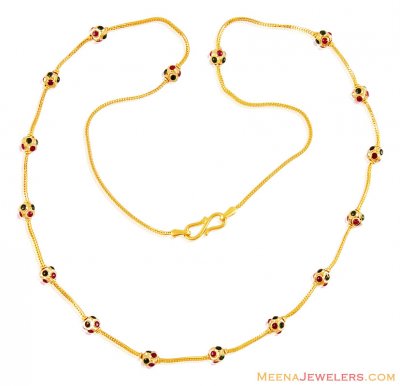 Gold Meena Balls Chain ( 22Kt Gold Fancy Chains )