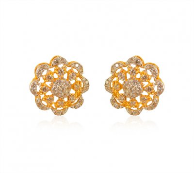 22K Fancy CZ Earrings ( Precious Stone Earrings )