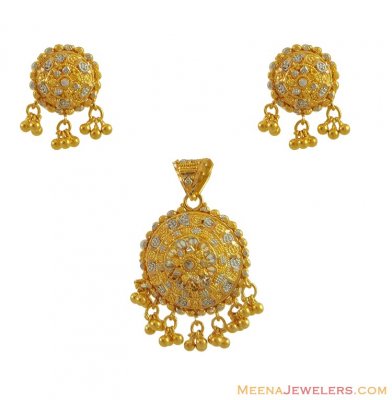 Indian Two Tone Pendant Set (22K) ( Gold Pendant Sets )