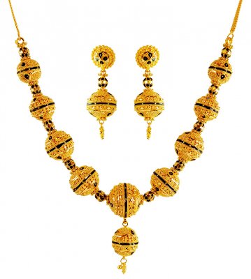 22K Gold Necklace And Earring Set ( 22 Kt Gold Sets )