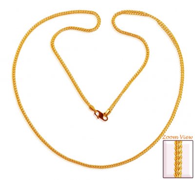 22K Gold Fox Tail Chain (18In) ( Plain Gold Chains )