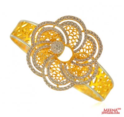 22 Kt Gold Designer Signity Bangle ( Stone Bangles )