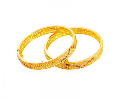 22K Gold 3 Tone Kids Bangle (2 Pcs) ( Baby Bangles )