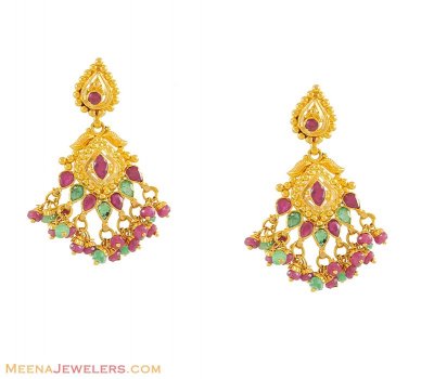 Gold Earrings with Precious Stones ( Precious Stone Earrings )