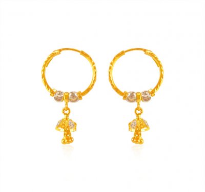 22Kt Gold Two tone Hoop Earrings ( Hoop Earrings )