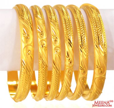 22 kt Gold Bangles Set (Set of 6) ( Set of Bangles )