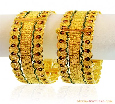 Yellow Gold Meenakari Kadas (2Pc) ( Kadas )