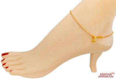 22Kt Gold Two Tone Anklet (1 pc) ( Gold Anklets )