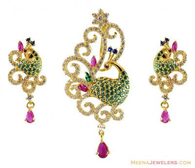 22K Peacock Pendant Set ( Fancy Pendant Set )