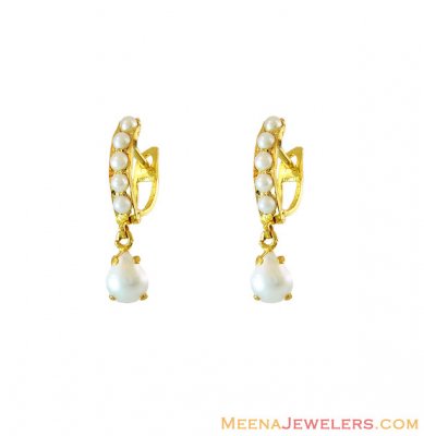 22K Pearl Clip On Earrings ( Clip On Earrings )