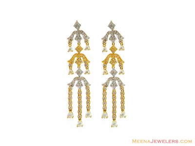 22K Fancy Two Tone Long Earrings ( Exquisite Earrings )