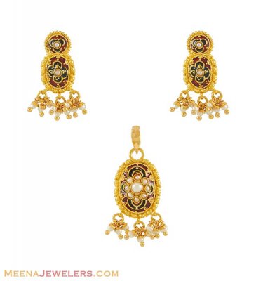 22K Meenakari Pendant Set ( Fancy Pendant Set )