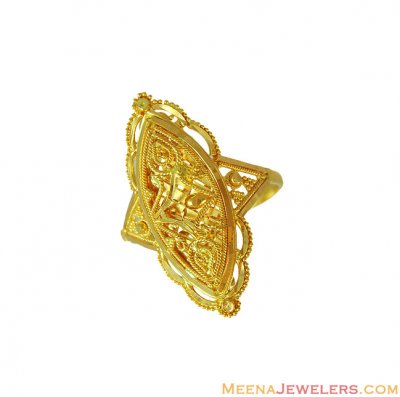 22K Fancy Gold Filigree Ring  ( Ladies Gold Ring )