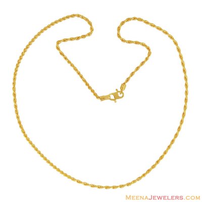 22K Light Rope Chain (16 Inch) ( Plain Gold Chains )