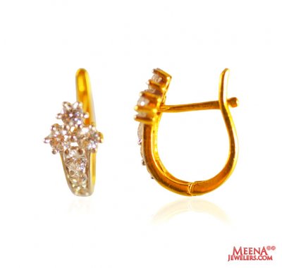 22 Kt Gold CZ Earrings ( Clip On Earrings )