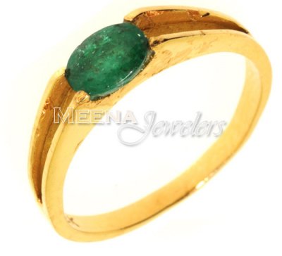 Gold Ring with Emerald ( Ladies Rings with Precious Stones )