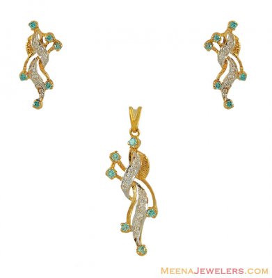 22kt Gold Pendant Set with CZ ( Fancy Pendant Set )